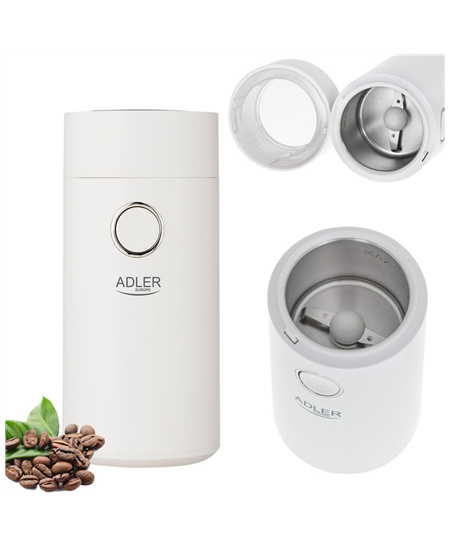Adler | Coffee grinder | AD4446wg | 150 W | Coffee beans capacity 75 g | Lid safety switch | White