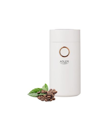 Adler | Coffee grinder | AD4446wg | 150 W | Coffee beans capacity 75 g | Lid safety switch | White