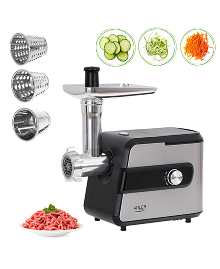 Adler | Meat mincer with a shredder | AD 4813 | Silver/Black | 600 W | Number of speeds 2 | Throughput (kg/min) 1