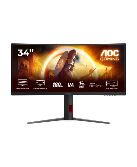 AOC | CU34G4 | 34 " | Fast VA | UWQHD | 21:9 | 180 Hz | 1 ms | 3440 x 1440 pixels | 300 cd/m² | HDMI ports quantity 2 | Bl
