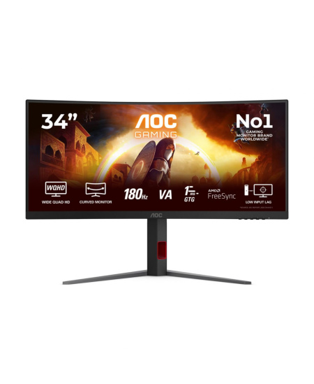 AOC | CU34G4 | 34 " | Fast VA | UWQHD | 21:9 | 180 Hz | 1 ms | 3440 x 1440 pixels | 300 cd/m² | HDMI ports quantity 2 | Bl