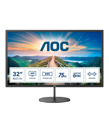 AOC | Monitor | Q32V4 | 31.5 " | IPS | QHD | 16:9 | 75 Hz | 4 ms | 2560 x 1440 | 250 cd/m² | Headphone out (3.5mm) | HDMI 