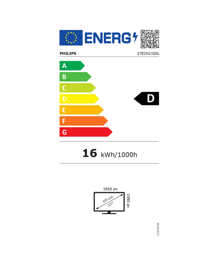 Philips | 27E2N1100L/00 | 27 " | VA | 16:9 | 100 Hz | 4 ms | 1920 x 1080 pixels | 250 cd/m² | HDMI ports quantity 1 | Blac