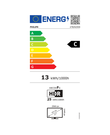 Philips | 27E2N2500/00 | 27 " | IPS | QHD | 16:9 | 120 Hz | 4 ms | 2560 x 1440 pixels | 300 cd/m² | HDMI ports quantity 1 