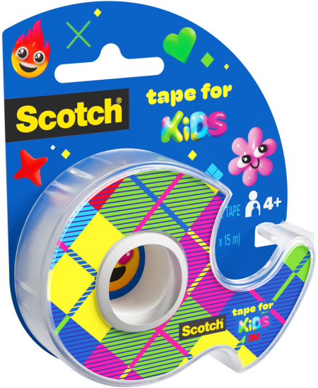 Lipni juostelė su laikikliu SCOTCH® Invisible Tape for Kids, 19 mm x 15 m