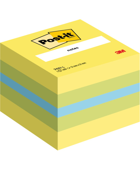 Lipnių lapelių mini kubas POST-IT, 51x51 mm, 400 lapelių, įvairių spalvų