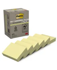 Lipnūs lapeliai POST-IT Recycled, 38x51 mm, 6 x 100 lapelių, geltoni