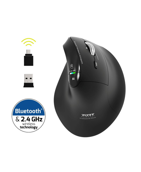 PORT CONNECT Mouse | ERGO AUDITOR | Wireless | Bluetooth, 2.4 GHz | Black