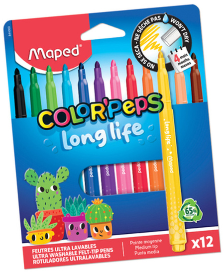 Flomasteriai MAPED Color Peps Long Life, 12 vnt.