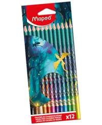 Spalvoti pieštukai be medienos MAPED Dragon, 12 vnt.
