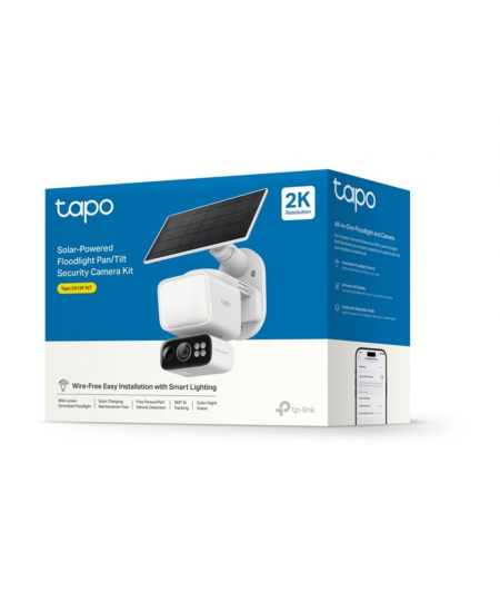 TP-LINK | Tapo C615F KIT | Solar-Powered Floodlight Pan/Tilt Security Camera Kit | 3 MP | F/1.6 | H.264 | MicroSD Card Up to 512
