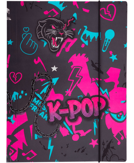 Aplankas su gumele K-POP, kartoninis, A4