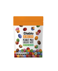 Žemės riešutų skanėstai, padengti pieniniu šokoladu, DIABLO, be pridėtinio cukraus, 40g