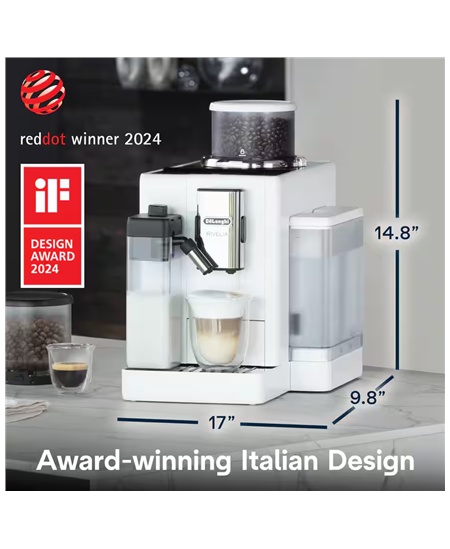 Delonghi | Coffee maker | Rivelia EXAM440.55.W | Pump pressure 19 bar | Built-in milk frother | Fully Automatic | 1450 W | Arcti