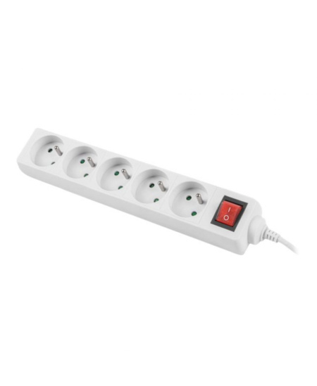 Lanberg Cable Power Strip, 5X French Outlets with Switch, Quality-Grade Copper, 1.5 m | PS1-05E-0150-W