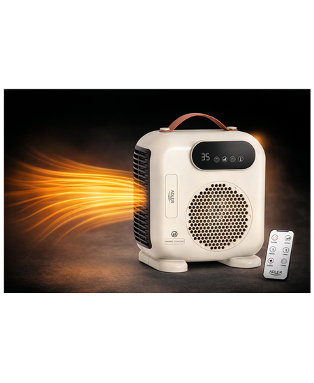 Adler LED Fan Heater with Remote Control | AD 7756 | Fan heater | 2000 W | Beige | IPX0