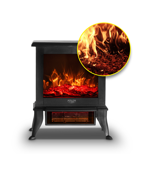 Adler Electric Fireplace | AD 7754 | Ceramic | 1800 W | Number of power levels 2 | Black