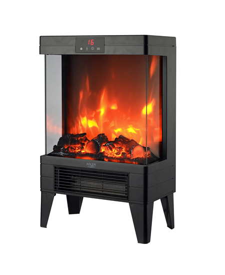 Adler LED electric fireplace with remote control | AD 7755 | Ceramic Heater | 2000 W | Number of power levels 2 | Black