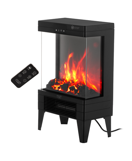 Adler LED electric fireplace with remote control | AD 7755 | Ceramic Heater | 2000 W | Number of power levels 2 | Black