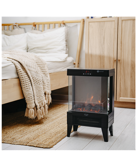 Adler LED electric fireplace with remote control | AD 7755 | Ceramic Heater | 2000 W | Number of power levels 2 | Black