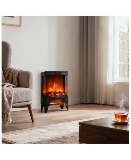 Adler LED electric fireplace with remote control | AD 7755 | Ceramic Heater | 2000 W | Number of power levels 2 | Black