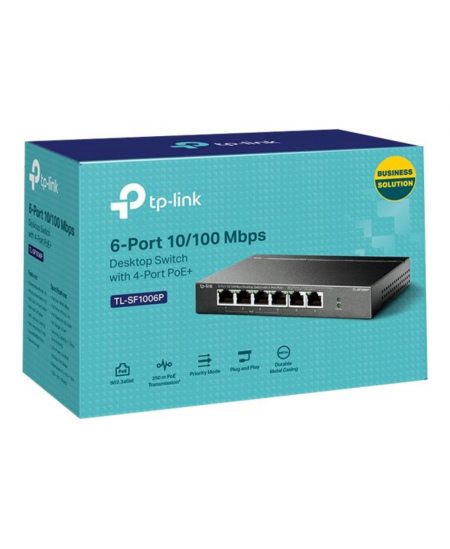 TP-LINK | Switch | TL-SF1006P | Unmanaged | Desktop | 10/100 Mbps (RJ-45) ports quantity 6 | PoE+ ports quantity 4 | Power suppl