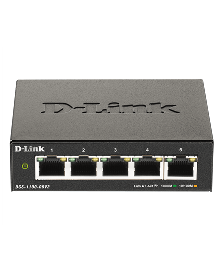 D-Link | Smart Managed Switch | DGS-1100-05V2/E | Managed L2 | Rackmountable | Gigabit Ethernet (copper) ports quantity 5