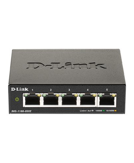D-Link | Smart Managed Switch | DGS-1100-05V2/E | Managed L2 | Rackmountable | Gigabit Ethernet (copper) ports quantity 5