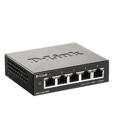 D-Link | Smart Managed Switch | DGS-1100-05V2/E | Managed L2 | Rackmountable | Gigabit Ethernet (copper) ports quantity 5