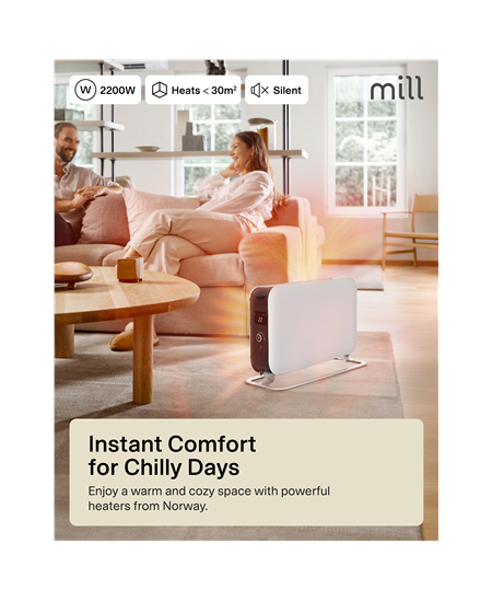 Mill Heater CO2200LEDMAX Convection Heater, 2200 W, Number of power levels 3, Suitable for rooms up to 5-30 m², White