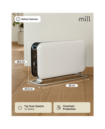 Mill Heater CO2200LEDMAX Convection Heater, 2200 W, Number of power levels 3, Suitable for rooms up to 5-30 m², White