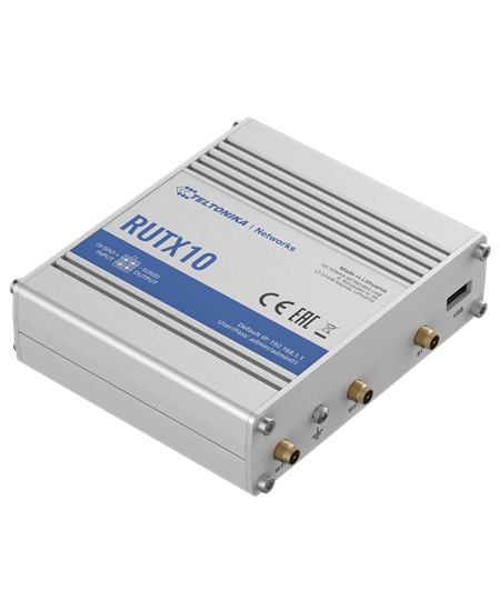 Teltonika | Industrial Router | RUTX10 | 802.11ac | 867 Mbit/s | 10/100/1000 Mbit/s | Ethernet LAN (RJ-45) ports 4 | Mesh Suppor