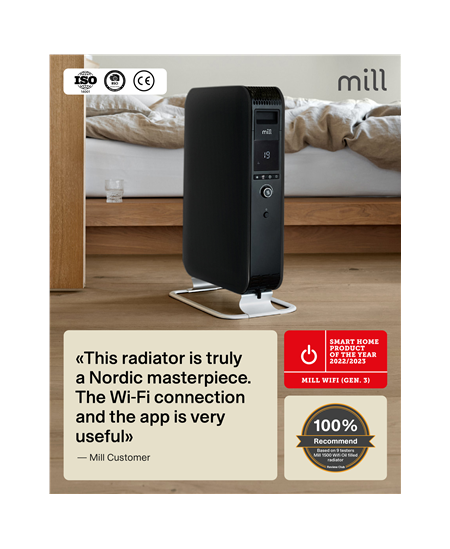 Mill | WiFI GEN3 Oil Filled Radiator | OIL2000WIFI3 | Oil Filled Radiator | 2000 W | Number of power levels 3 | Black