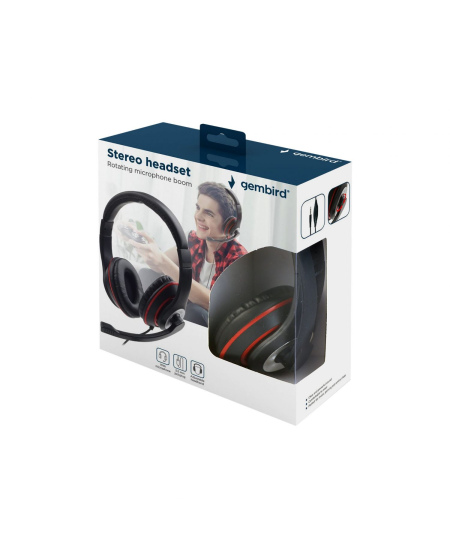 Gembird | Stereo headset | MHS-03-BKRD | On-Ear | Built-in microphone | 3.5 mm