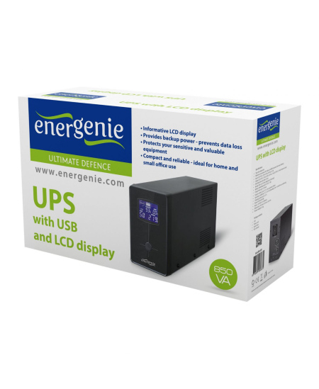 EnerGenie UPS with USB and LCD display, Black 850 VA, 510 W, 220 V