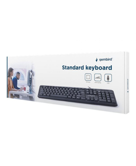Gembird KB-U-103-RU Standard, Wired, Keyboard layout EN/RU, 1.4 m, Black, 424 g