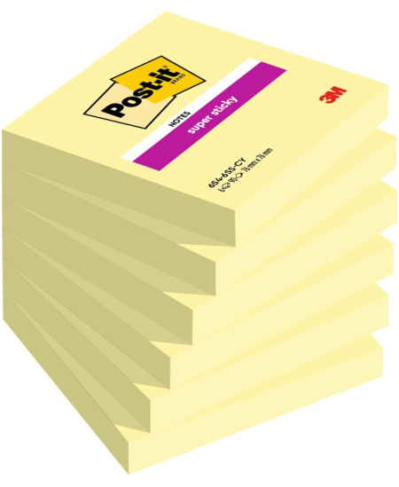 Itin lipnūs lapeliai POST-IT Super sticky, 76x76 mm, 90 lapelių, geltoni