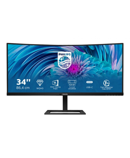 Philips | UltraWide LCD Monitor | 346E2CUAE | 34  " | VA | WQHD | 21:9 | 100 Hz | 4 ms | 3440 x 1440 | 300 cd/m² | HDMI po