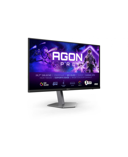 AOC | AG276QZD2 | 26.7 " | OLED | QHD | 16:9 | 240 Hz | 0.03 ms | 2560 x 1440 pixels | 250 cd/m² | HDMI ports quantity 2