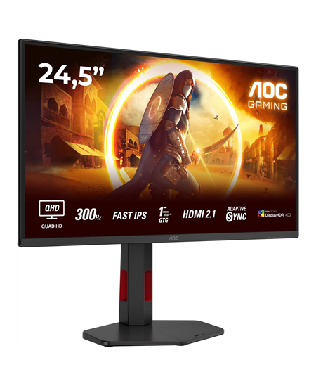 AOC | Q25G4SR | 24.5 " | Fast IPS | QHD | 16:9 | 300 Hz | 1 ms | 2560 x 1440 pixels | 400 cd/m² | HDMI ports quantity 2 | 