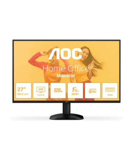 AOC Q27B35S3 | 27 " | IPS | QHD | 16:9 | 120 Hz | 1 ms | 2560 x 1440 pixels | 300 cd/m² | HDMI ports quantity 1 | Black