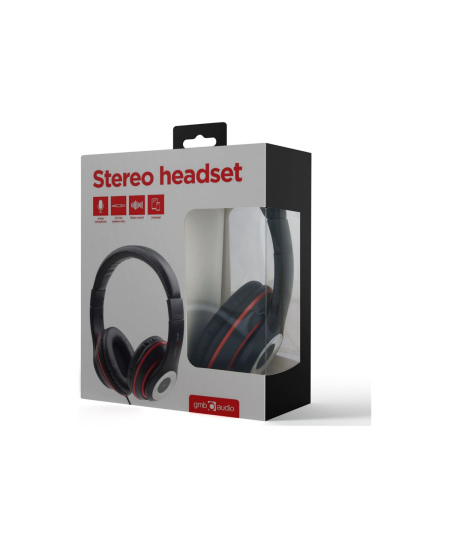 Gembird Stereo headset, "Los Angeles" + microphone, passive noise canceling Black, 3.5 mm