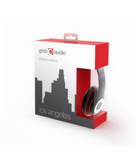 Gembird Stereo headset, "Los Angeles" + microphone, passive noise canceling Black, 3.5 mm