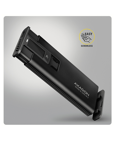 AXAGON USB-C 10Gbps - M.2 NVMe & SATA SSD DISPLAY box | EEM2-SD2B