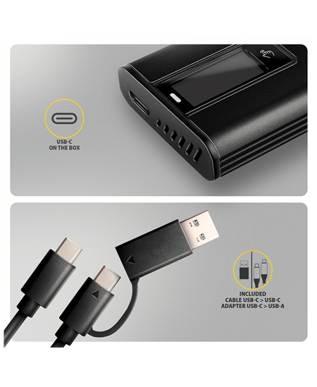 AXAGON USB-C 10Gbps - M.2 NVMe & SATA SSD DISPLAY box | EEM2-SD2B
