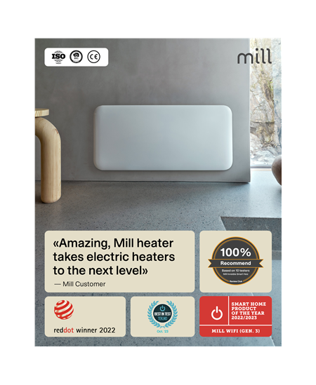 Mill WiFi Panel Heater | PA1500WIFI4A | Panel Heater | 1500 W | Suitable for rooms up to 22 m² | White | IPX4