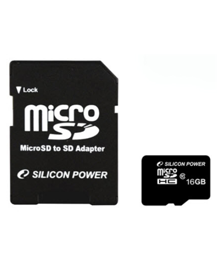 Silicon Power 16 GB, MicroSDHC, Flash memory class 10, SD adapter