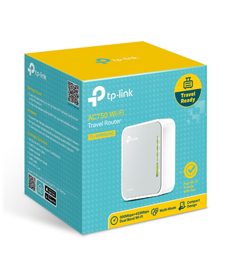 TP-LINK Router TL-WR902AC 802.11ac, 300+433 Mbit/s, 10/100 Mbit/s, Ethernet LAN (RJ-45) ports 1, Antenna type 3xInternal, 1x USB