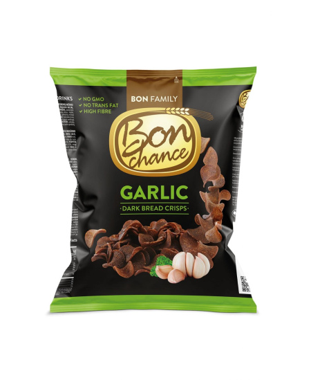 Juodos duonos traškučiai BON CHANCE, su česnakais, 120 g