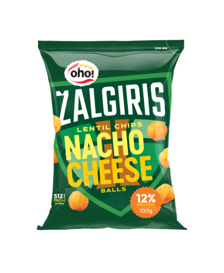 Lęšių traškučiai OHO! Žalgiris Nacho cheese balls, 100g